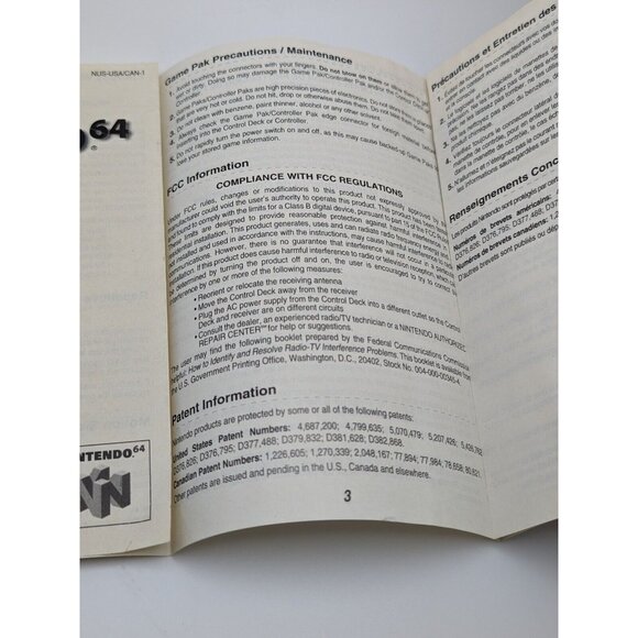 Consumer Information Precautions Booklet N64 Nintendo 64 Manual - Picture 5 of 6